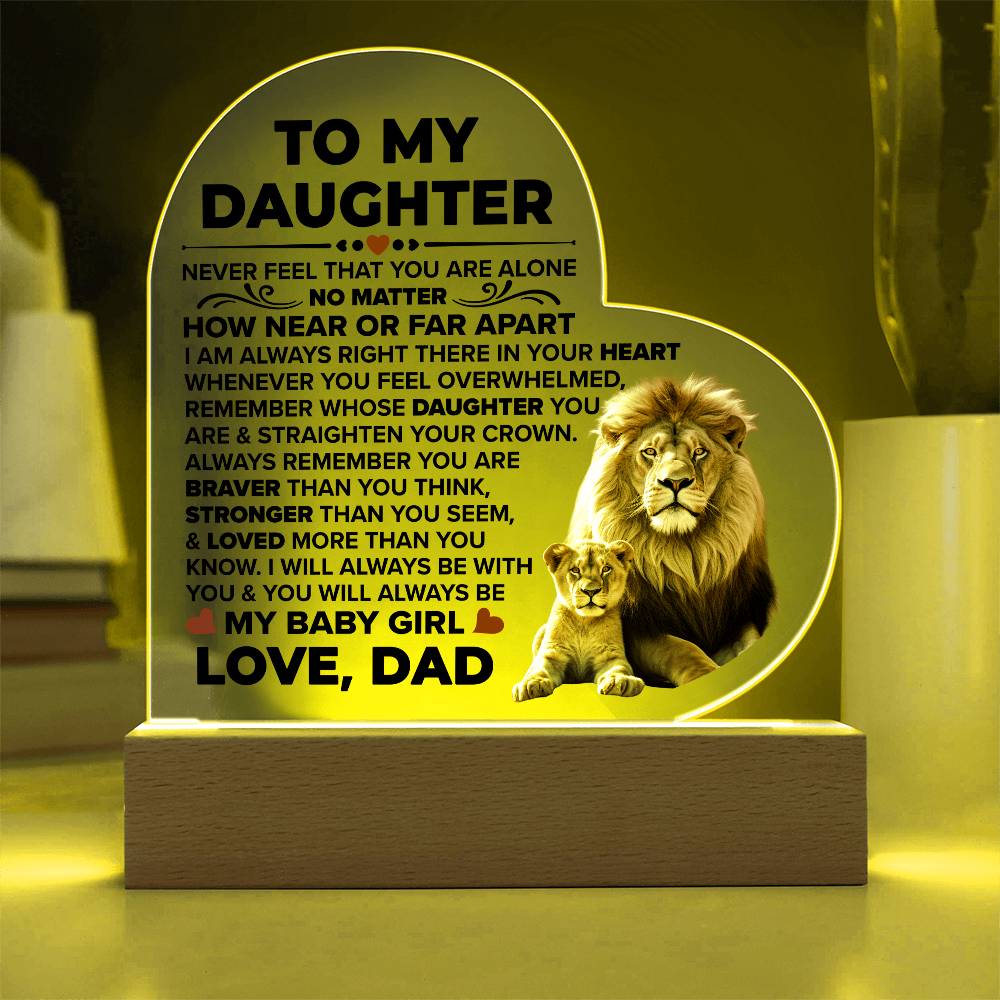 To My Daughter Braver – Acrylic Heart Plaque - Marlofy.com