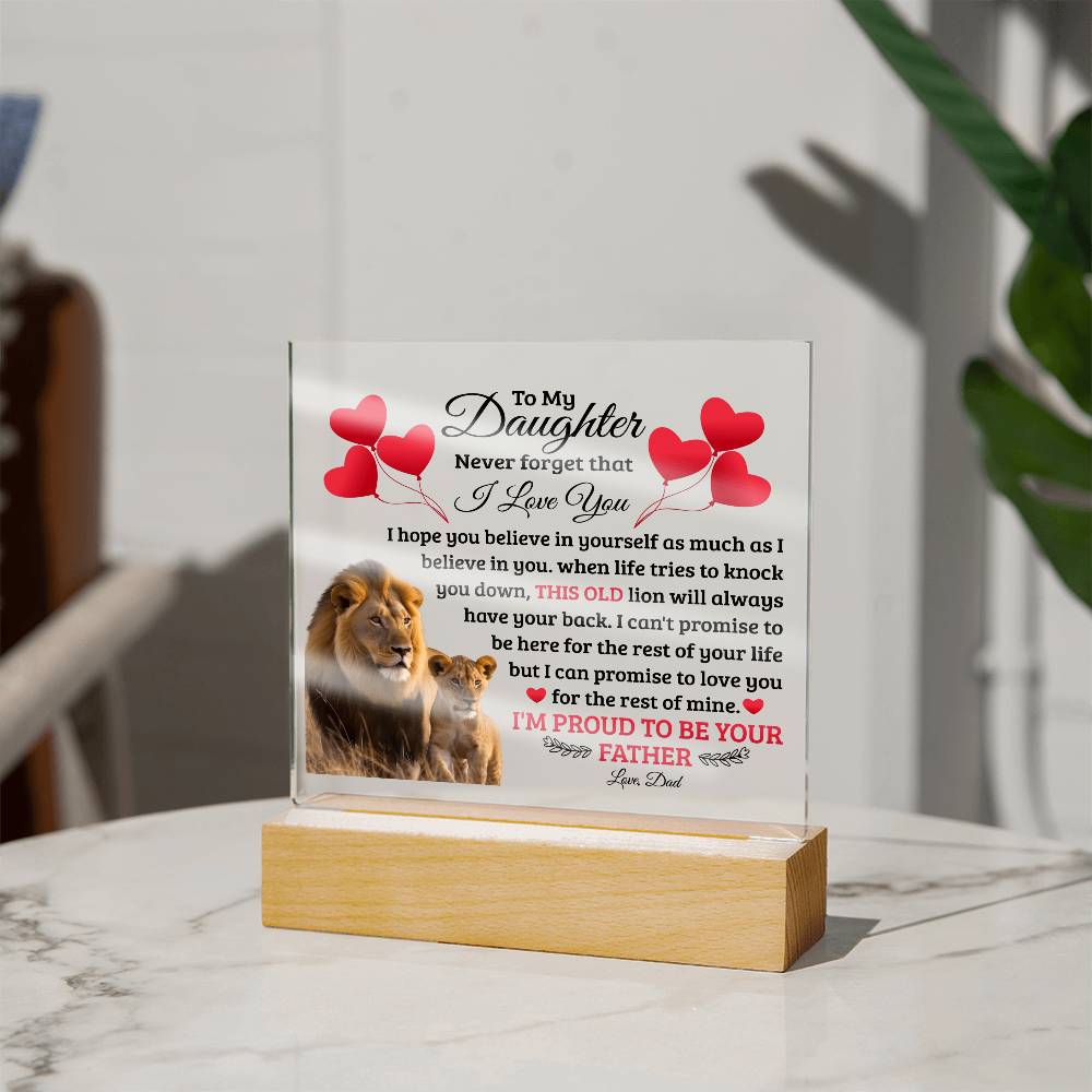 To My Daughter Old Lion – Acrylic Square - Marlofy.com