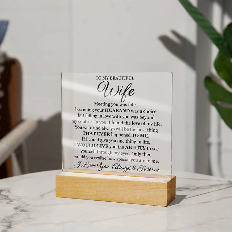 To My Beautiful Wife (Printed) – Acrylic Square - Marlofy.com
