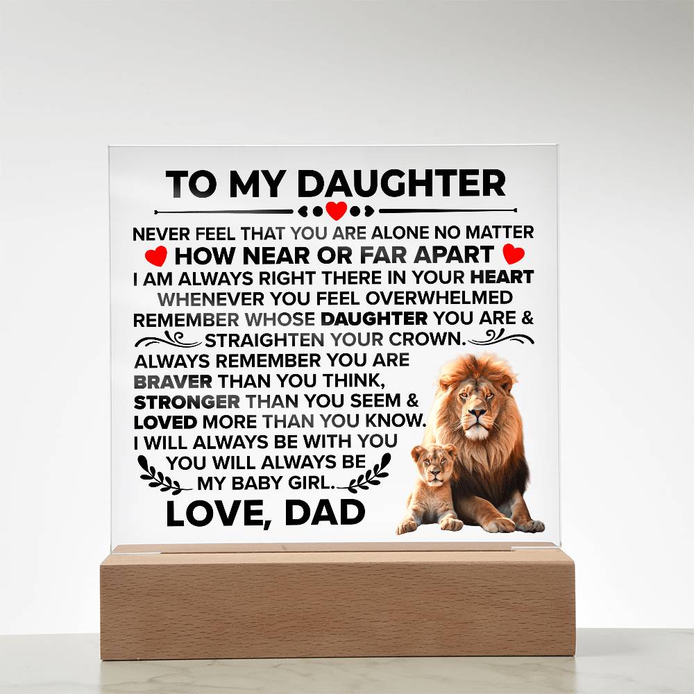 To My Daughter Braver – Acrylic Square - Marlofy.com