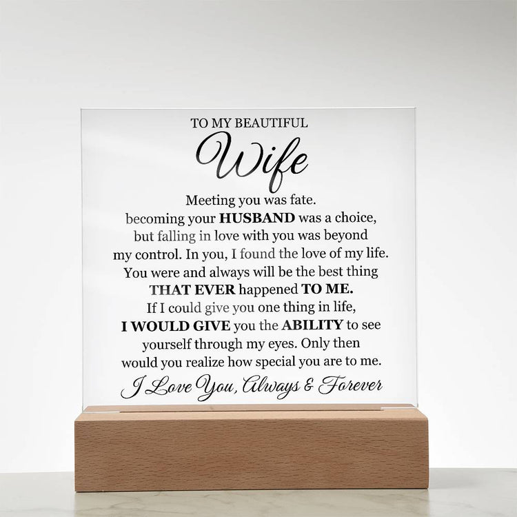 To My Beautiful Wife (Printed) – Acrylic Square - Marlofy.com