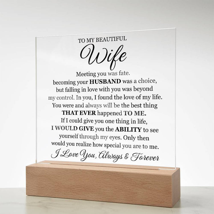 To My Beautiful Wife (Printed) – Acrylic Square - Marlofy.com