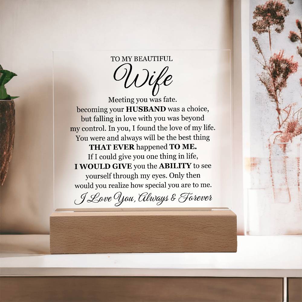 To My Beautiful Wife (Printed) – Acrylic Square - Marlofy.com