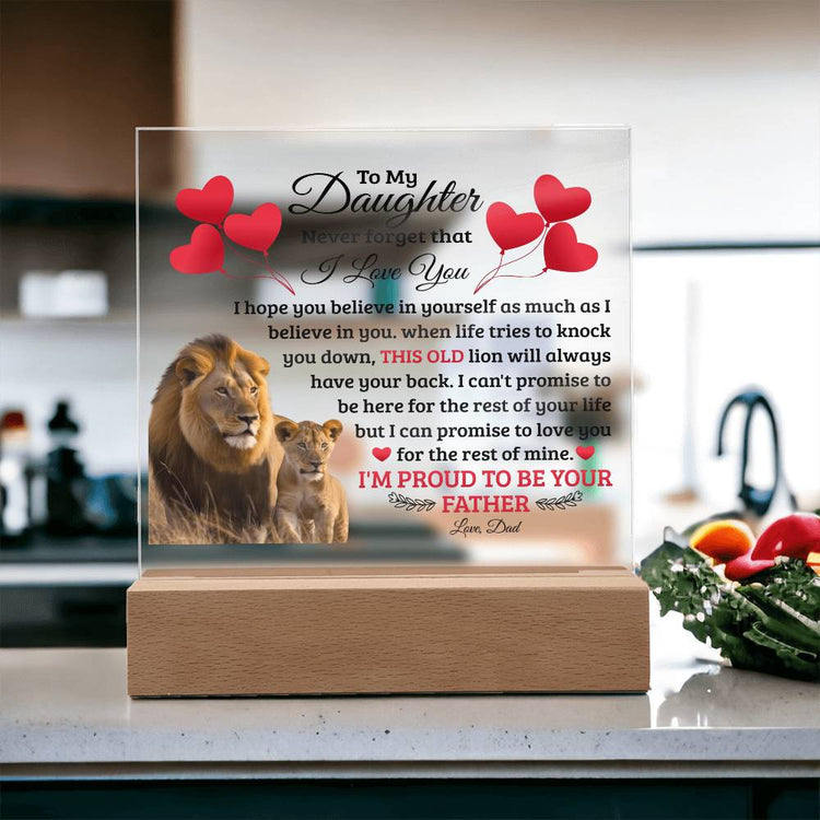 To My Daughter Old Lion – Acrylic Square - Marlofy.com