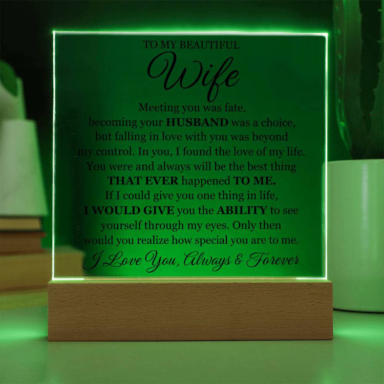 To My Beautiful Wife (Printed) – Acrylic Square - Marlofy.com