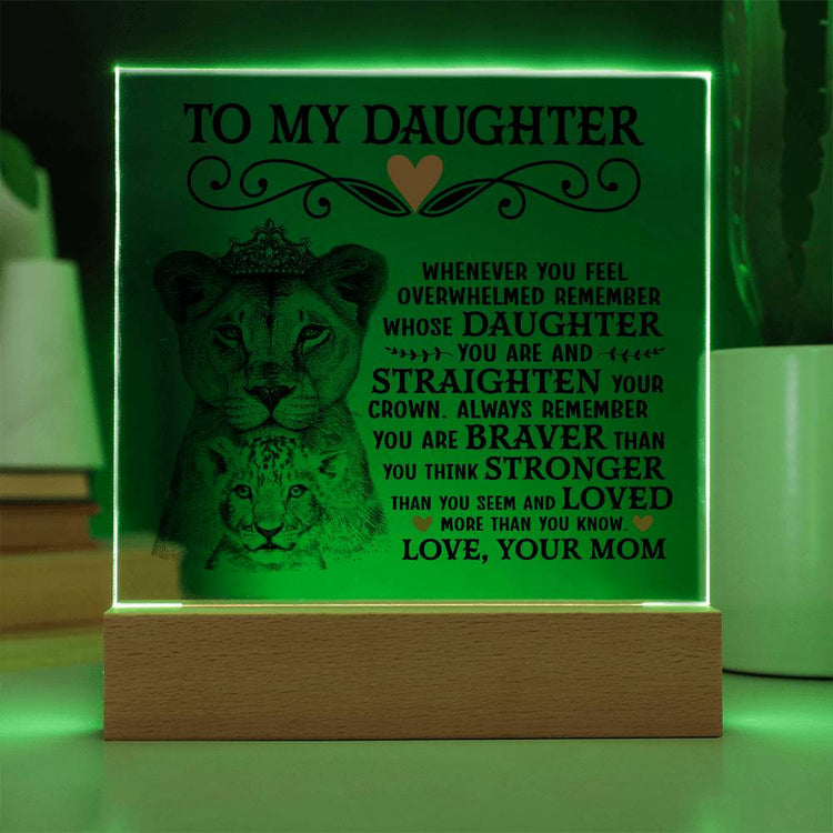 To My Daughter Lion Crown – Acrylic Square - Marlofy.com
