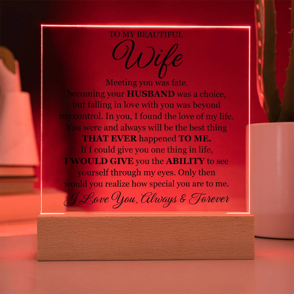 To My Beautiful Wife (Printed) – Acrylic Square - Marlofy.com