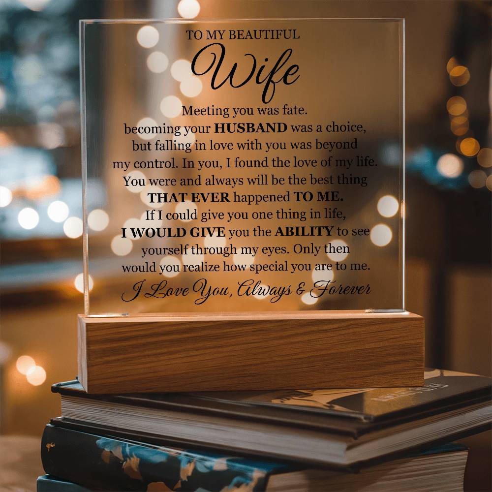 To My Beautiful Wife (Printed) – Acrylic Square - Marlofy.com