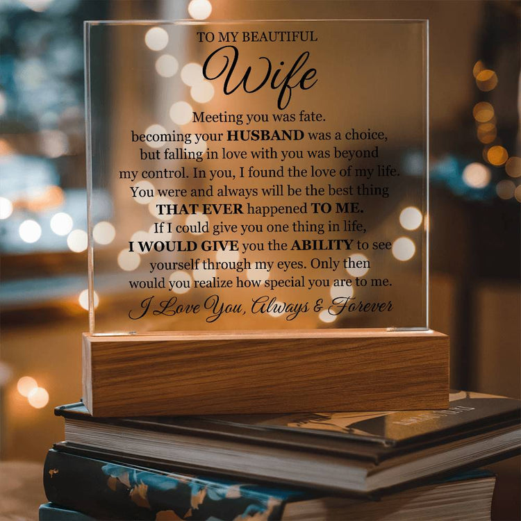 To My Beautiful Wife (Printed) – Acrylic Square - Marlofy.com
