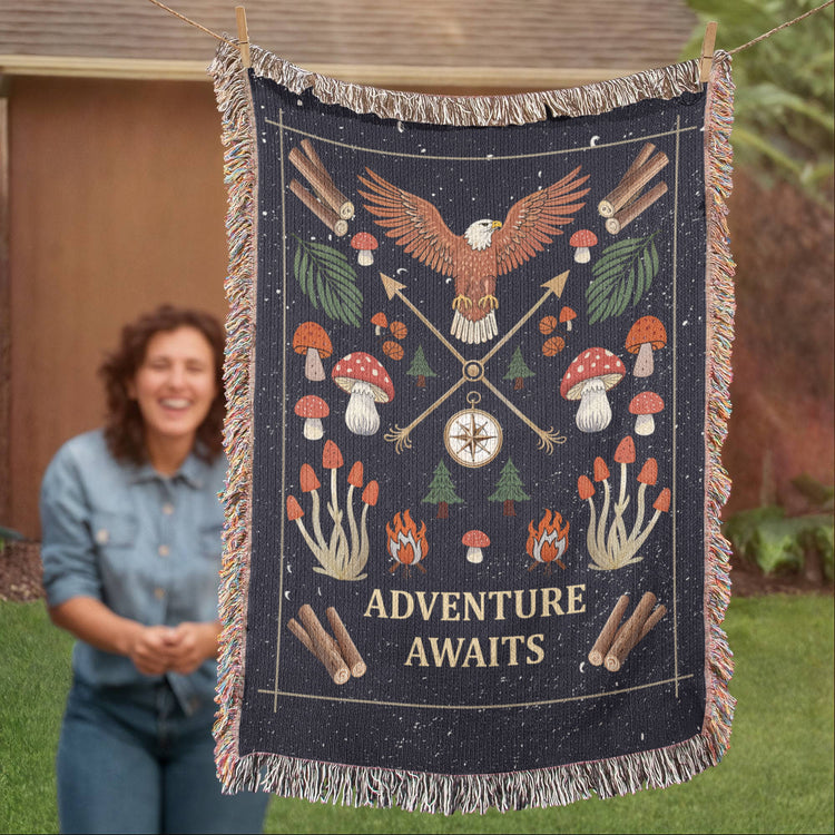 Adventure Awaits - Woven Blanket - Marlofy.com