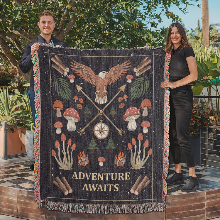 Adventure Awaits - Woven Blanket - Marlofy.com