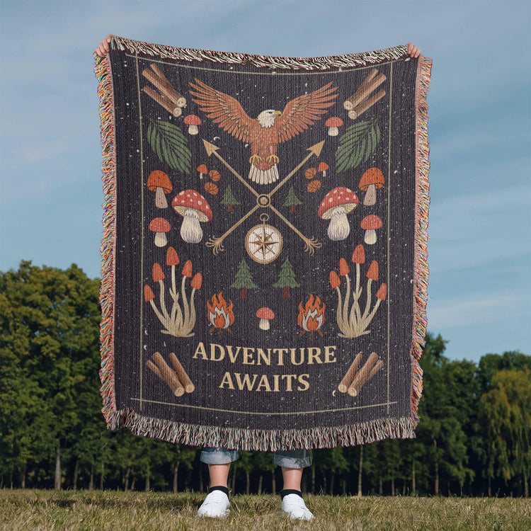 Adventure Awaits - Woven Blanket - Marlofy.com