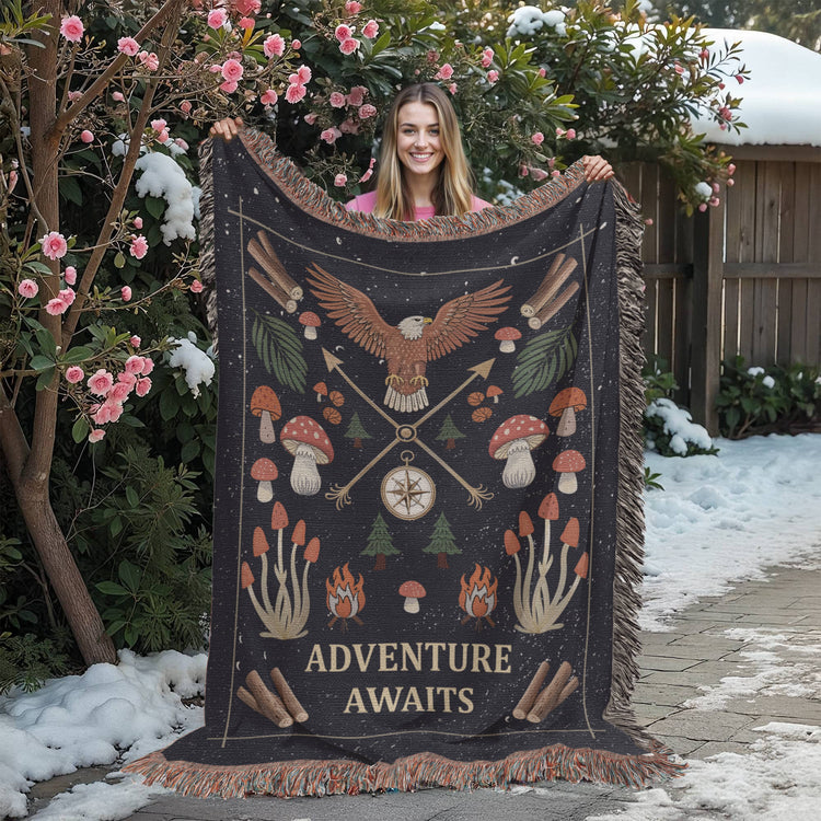 Adventure Awaits - Woven Blanket - Marlofy.com