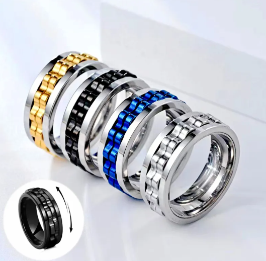 Stainless Steel Spinner Fidget Ring for Men - Marlofy.com